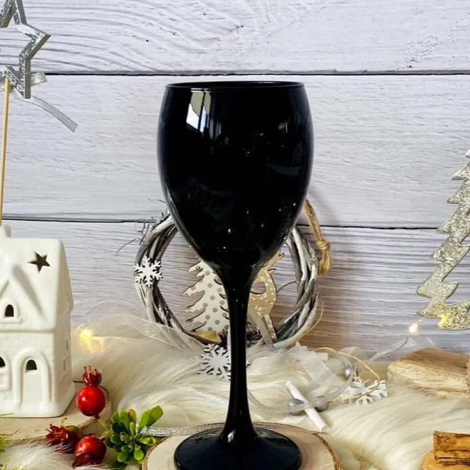 Czarne kieliszki do wina i szklanki do drinków zestaw 12 szt