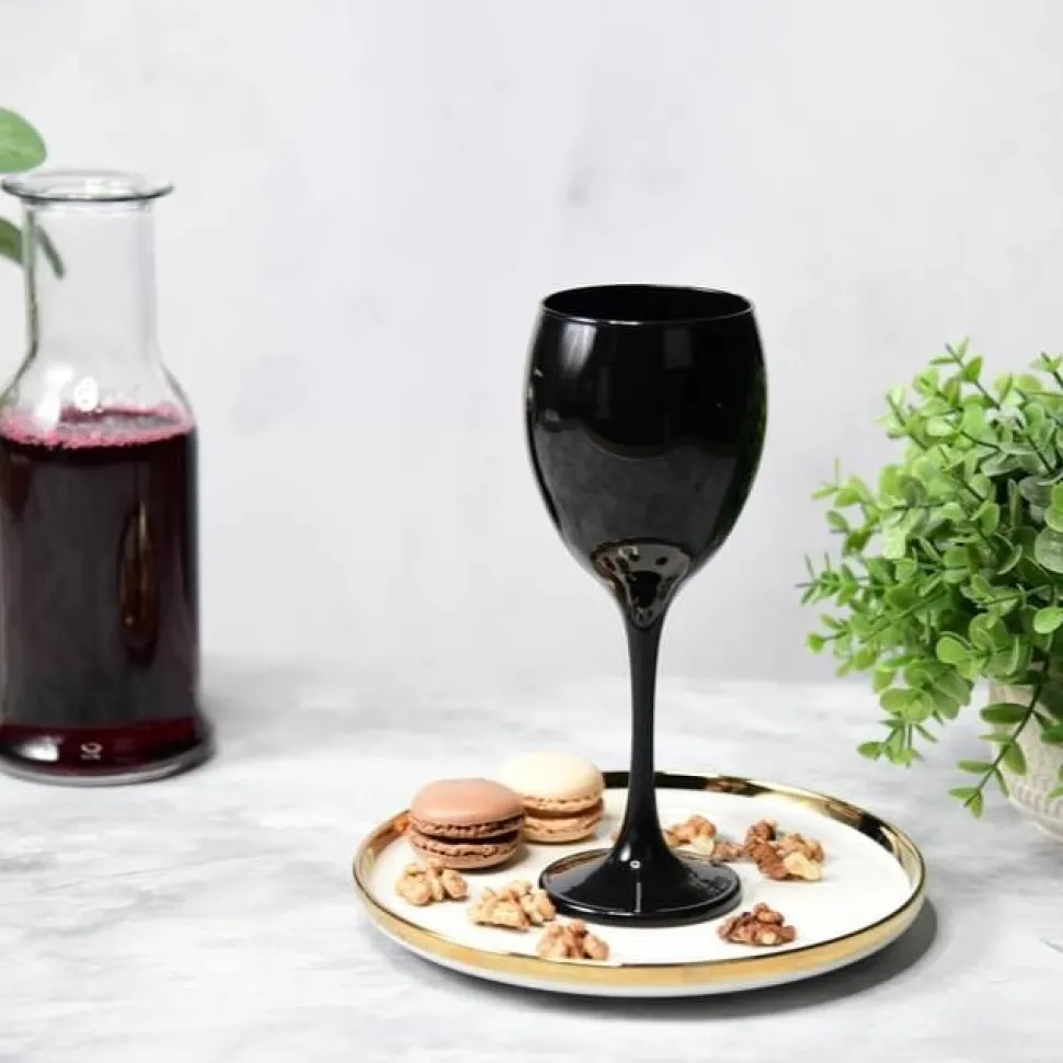 Czarne kieliszki do wina i szklanki do drinków zestaw 12 szt