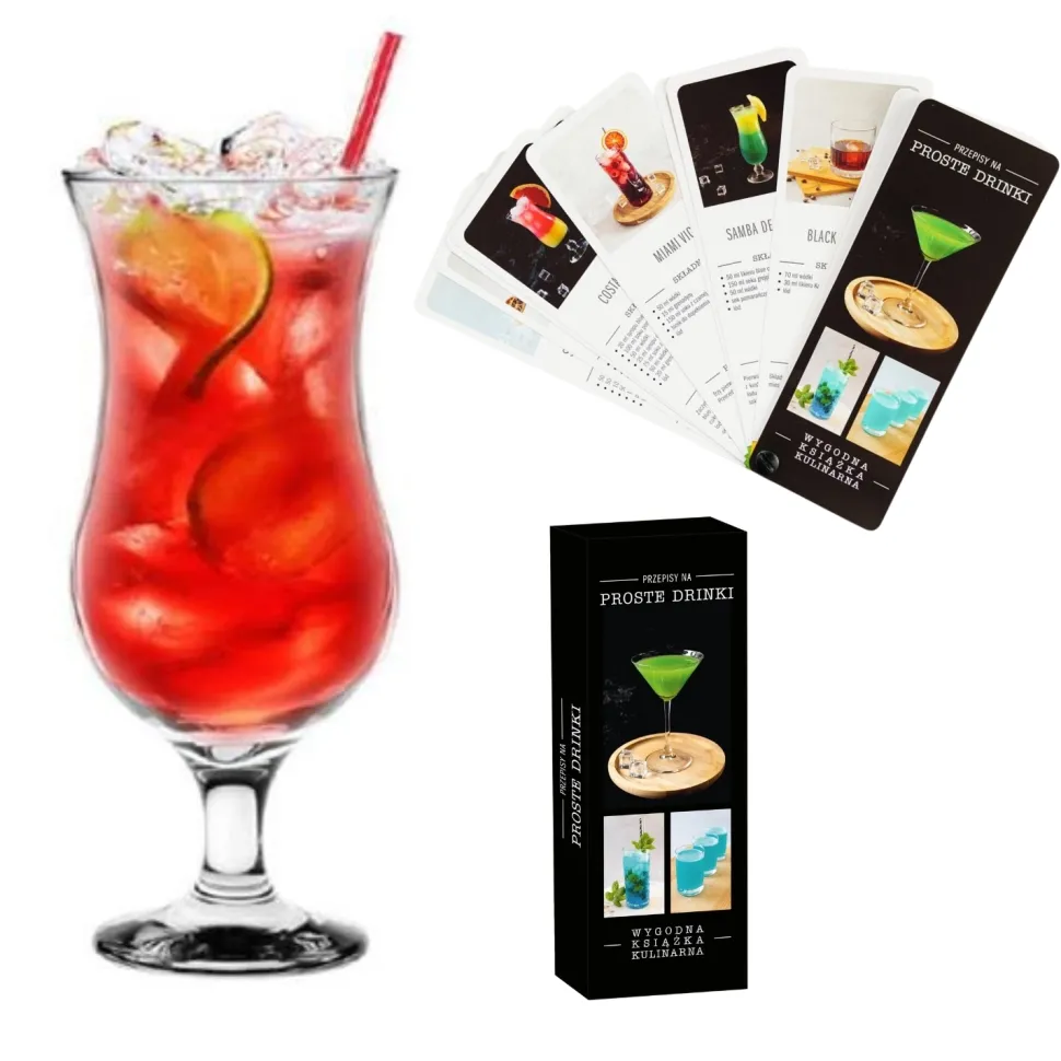 Kieliszki do drinków typ Hurricane 420 ml 6 szt i książka PROSTE DRINKI