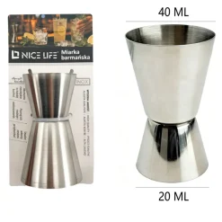 Miarka barmańska, jigger 40 i 20 ml ze stali nierdzewnej