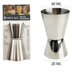 Miarka barmańska, jigger 40 i 20 ml ze stali nierdzewnej