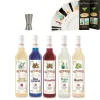 5 syropów Blue Curacao, Grenadina, Cukrowy, Wanilia, Mojito Mint 490 ml z miarką i książką PROSTE DRINKI