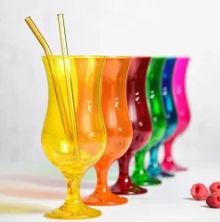 Szklanki do drinków, koktajli, zestaw 6 szklanek i 6 łyżeczek