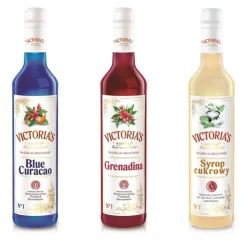 Zestaw 3 syropów Blue Curacao, Grenadina, Cukrowy 3 x 490 ml