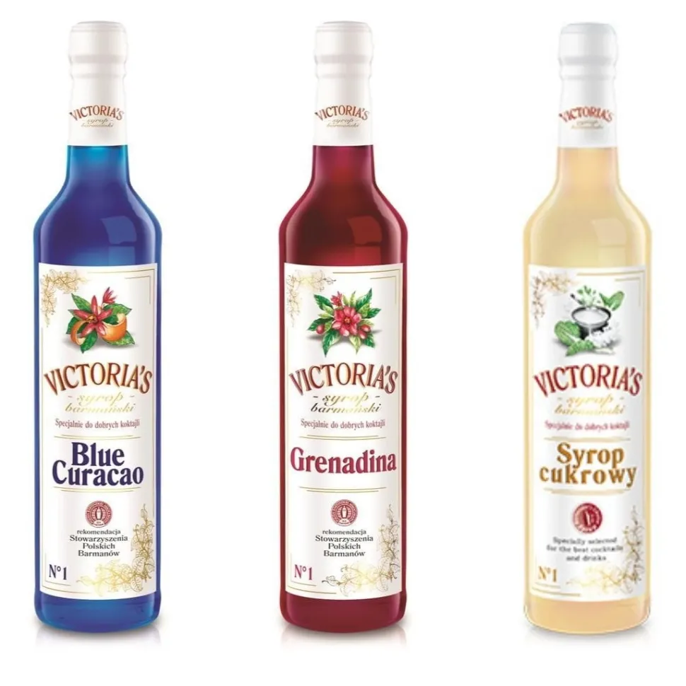 Zestaw 3 syropów Blue Curacao, Grenadina, Cukrowy 3 x 490 ml