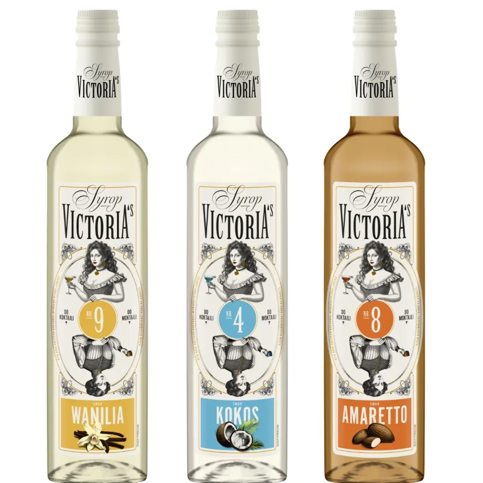 Zestaw 3 syropów do kawy Waniliowy, Kokos, Amaretto 490ml x 3