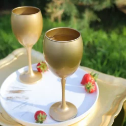 Złote kieliszki do wina, drinków 300 ml 6 szt